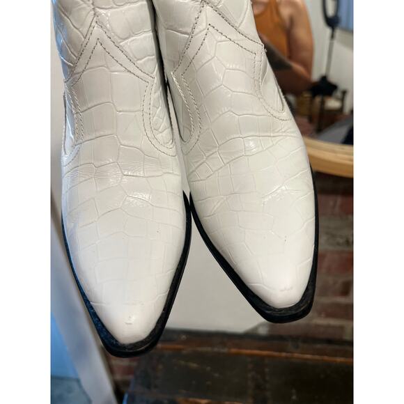 ZARA Embossed Croc White Western Cowboy Boots 37 - Picture 8 of 10